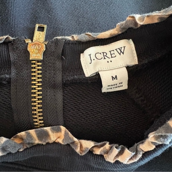 J.Crew Black Long-Sleeve Sweatshirt Classic with an Animal Print Edge Size M - Picture 6 of 7